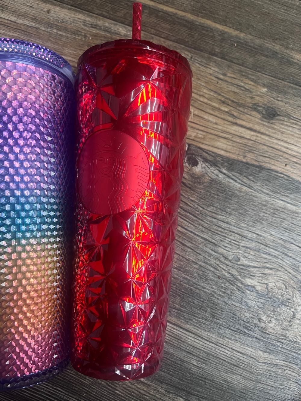 Starbucks Tumbler Lot of 4 Studded Faceted Cold Cups 24oz Iridescent - Picture 4 of 8